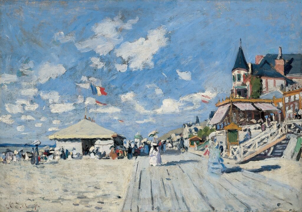 Claude Monet, La promenade sur la plage de Trouville, for å illustrere artikkelen om min hundreårige bestemor på badet for Lærdommer fra et århundrelangt liv